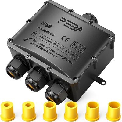 SANS MARQUE Boîte Dérivation Étanche Extérieur Ip68, Connecteur 4 Voies Étanche Pour Câble 4-14 Mm, Noir - Publicité SANS MARQUE Boîte Dérivation Étanche Extérieur Ip68, Connecteur 4 Voies Étanche Pour Câble 4-14 Mm, Noir - Publicité