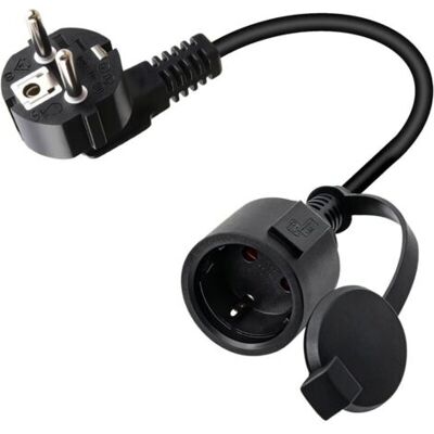 OEM Rallonge Electrique 90 Degrés Extérieur, Coudé À 90° Type F, Indice De Protection Ip44, Avec Capuchon Étanche, Prise Standard Européenne Adaptée À Une Utilisation Intérieure Et Extérieure, 0.3m, Noir - Publicité OEM Rallonge Electrique 90 Degrés Extérieur, Coudé À 90° Type F, Indice De Protection Ip44, Avec Capuchon Étanche, Prise Standard Européenne Adaptée À Une Utilisation Intérieure Et Extérieure, 0.3m, Noir - Publicité