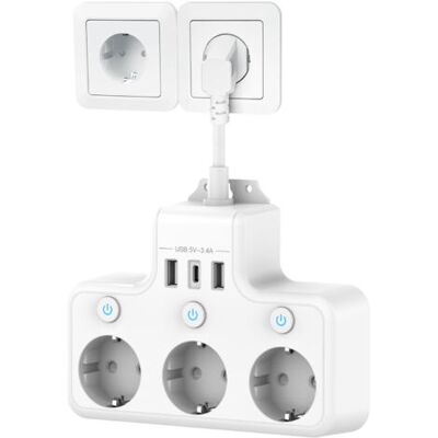 ABYSSE Prise Multiple Avec Interrupteur Individuel, Multiprise Avec Usb C 3 Prises Et 3 Usb Chargeurs, Multiprise Électrique Murale Adaptateur Prise Usb Multiple Câble Court 0,1m Pour Cuisine,bureau,blanc - Publicité ABYSSE Prise Multiple Avec Interrupteur Individuel, Multiprise Avec Usb C 3 Prises Et 3 Usb Chargeurs, Multiprise Électrique Murale Adaptateur Prise Usb Multiple Câble Court 0,1m Pour Cuisine,bureau,blanc - Publicité