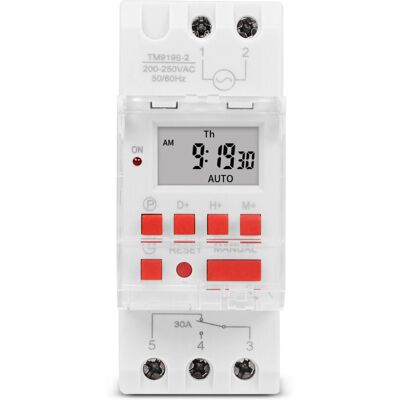 XISRENS Ac 85-265v 30a Timer Switches Tm919bk Digital Timer 24hours 7days Programmable Countdown Lcd Display 16 On/off Settings 35mm Din Rail - Publicité XISRENS Ac 85-265v 30a Timer Switches Tm919bk Digital Timer 24hours 7days Programmable Countdown Lcd Display 16 On/off Settings 35mm Din Rail - Publicité