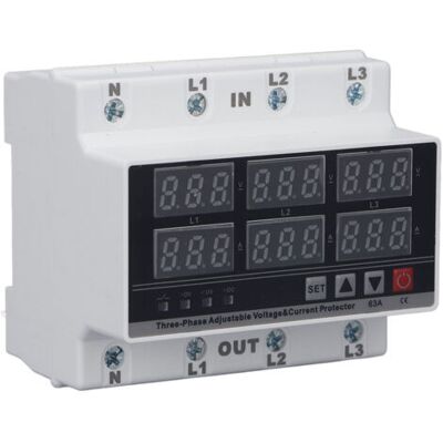 NO BRAND Pair - Protecteur De Surtension/sous-tension 63 A Triphasé 4 Fils, Réglable, À Réarmement Automatique, Limiteur De Surtension/sous-tension Ac 230 V - Publicité NO BRAND Pair - Protecteur De Surtension/sous-tension 63 A Triphasé 4 Fils, Réglable, À Réarmement Automatique, Limiteur De Surtension/sous-tension Ac 230 V - Publicité