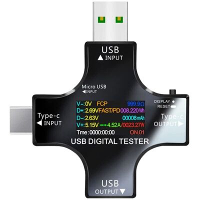 MOXIE Testeur Usb Multimètre Usb C Meter De Courant Et De Tension 3.3-30v 0-5.1a Tester 2 En 1 Voltmetre Amperemetre Capacité Alimentation Wattmètre Chargeur Détecteur - Publicité MOXIE Testeur Usb Multimètre Usb C Meter De Courant Et De Tension 3.3-30v 0-5.1a Tester 2 En 1 Voltmetre Amperemetre Capacité Alimentation Wattmètre Chargeur Détecteur - Publicité