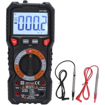 OEM Multimètre Numérique Portable Intelligent Ht118d, Testeur De Résistance De Tension De Courant 10a 1000v - Publicité OEM Multimètre Numérique Portable Intelligent Ht118d, Testeur De Résistance De Tension De Courant 10a 1000v - Publicité