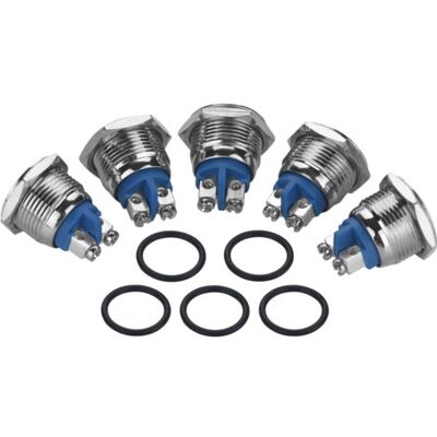 ABYSSE Lot De 5 Mini-interrupteurs À Bouton-poussoir Étanches En Métal 2 Broches (tête Plate), 16 Mm, 250 V - Publicité ABYSSE Lot De 5 Mini-interrupteurs À Bouton-poussoir Étanches En Métal 2 Broches (tête Plate), 16 Mm, 250 V - Publicité