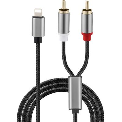 ABYSSE Câble Rca Pour Iphone, Câble Lightning Vers Rca Pour Iphone, Ipad Et Tablette, Adaptateur Audio Auxiliaire Stéréo Pour Voiture, Home Cinéma Et Amplificateur, 1 Mètre - Publicité ABYSSE Câble Rca Pour Iphone, Câble Lightning Vers Rca Pour Iphone, Ipad Et Tablette, Adaptateur Audio Auxiliaire Stéréo Pour Voiture, Home Cinéma Et Amplificateur, 1 Mètre - Publicité