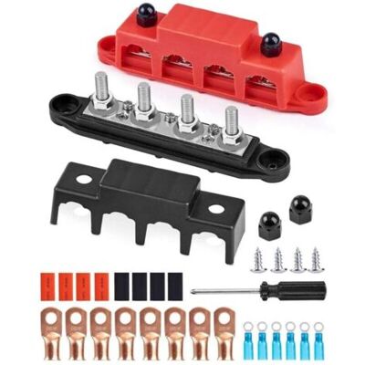ABYSSE Bloc De Distribution Bloc De 12v-48v Dc Busbar 250a Avec 4 X M8 Boulons,barres De Distribution D'Énergie 5/16 - Publicité ABYSSE Bloc De Distribution Bloc De 12v-48v Dc Busbar 250a Avec 4 X M8 Boulons,barres De Distribution D'Énergie 5/16 - Publicité