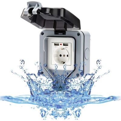 MOXIE Prise Murale Extérieure Avec Prise Usb Pour L'Extérieur, Prise Étanche Ip66, Prise De Jardin, Montage En Saillie, Contact De Protection Pour Pièces Humides, Extérieur Avec Clapet - Publicité MOXIE Prise Murale Extérieure Avec Prise Usb Pour L'Extérieur, Prise Étanche Ip66, Prise De Jardin, Montage En Saillie, Contact De Protection Pour Pièces Humides, Extérieur Avec Clapet - Publicité