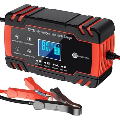 MOXIE Aougo – Chargeur De Batterie Intelligent 12v/24v 8a – Chargeur Automatique Avec Écran Lcd – Protection Contre Surcharge Et Court-circuit – Pour Batteries Plomb - Publicité MOXIE Aougo – Chargeur De Batterie Intelligent 12v/24v 8a – Chargeur Automatique Avec Écran Lcd – Protection Contre Surcharge Et Court-circuit – Pour Batteries Plomb - Publicité