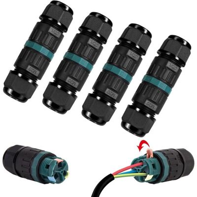 MOXIE Lot De 4 Connecteur Électrique Etanche Ip68 - Connecteur Étanche À 3 Broches Pour Câble De Ø5-12 Mm De Diamètre, Boîte Dérivation Étanche Extérieur Pour Jardin Et Câble Souterrain - Publicité MOXIE Lot De 4 Connecteur Électrique Etanche Ip68 - Connecteur Étanche À 3 Broches Pour Câble De Ø5-12 Mm De Diamètre, Boîte Dérivation Étanche Extérieur Pour Jardin Et Câble Souterrain - Publicité