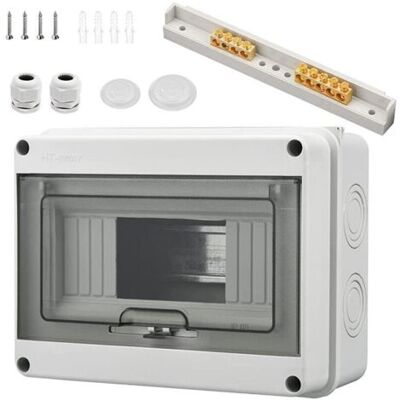 ABYSSE Coffret Electrique Etanche, Coffret Electrique Etanche Exterieur Ip65 8 Modules, Avec 4 Bornes, 2 Connecteurs, Pour Une Utilisation À L'Extérieur, Sites Industriels, Postes De Charge (8 Module - Publicité ABYSSE Coffret Electrique Etanche, Coffret Electrique Etanche Exterieur Ip65 8 Modules, Avec 4 Bornes, 2 Connecteurs, Pour Une Utilisation À L'Extérieur, Sites Industriels, Postes De Charge (8 Module - Publicité
