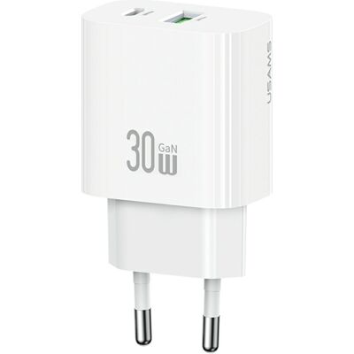 OEM Chargeur Mural Usams Cc316 T65 30 W, 1 Port Usb-c, 1 Port Usb-a, Charge Rapide, Blanc - Publicité OEM Chargeur Mural Usams Cc316 T65 30 W, 1 Port Usb-c, 1 Port Usb-a, Charge Rapide, Blanc - Publicité