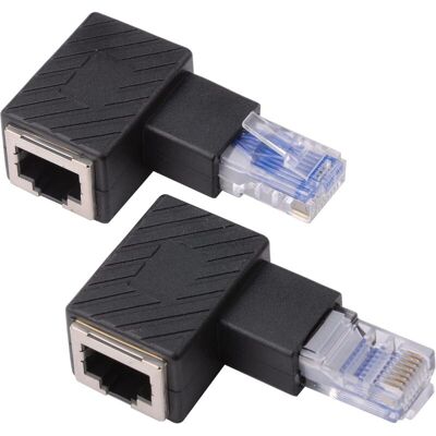 MOXIE 2pcs Adaptateur Ethernet 90 Degrés, Angle Droit + Gauche, Prise Rj45 Vers Prise, Adaptateur, Blindé, Connexion Patch Réseau, Compatible Avec Cat5 Cat6 - Publicité MOXIE 2pcs Adaptateur Ethernet 90 Degrés, Angle Droit + Gauche, Prise Rj45 Vers Prise, Adaptateur, Blindé, Connexion Patch Réseau, Compatible Avec Cat5 Cat6 - Publicité