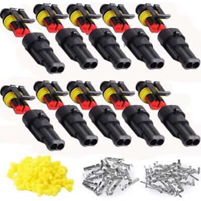 OEM 10 Kits 2 Broches Voiture Étanche Connecteur Électrique, Voiture Fiche Etanche, Étanche À La Poussière, Isolé Et Scellé - Publicité OEM 10 Kits 2 Broches Voiture Étanche Connecteur Électrique, Voiture Fiche Etanche, Étanche À La Poussière, Isolé Et Scellé - Publicité