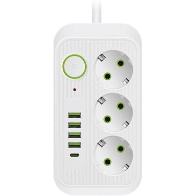 OEM Câble D'Extension Multi-normes De 2 Mètres Avec Prise Européenne Standard, Prise De Courant Et Port De Charge Rapide Usb Type-c, Blanc. Publicité OEM Câble D'Extension Multi-normes De 2 Mètres Avec Prise Européenne Standard, Prise De Courant Et Port De Charge Rapide Usb Type-c, Blanc. Publicité