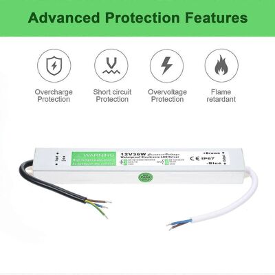 FLAMMKRAFT Alimentation Led Étanche Ip67, Transformateur Adaptateur Secteur 90-250 V Ca Vers 12 V Cc, 36 W, Basse Tension - Publicité FLAMMKRAFT Alimentation Led Étanche Ip67, Transformateur Adaptateur Secteur 90-250 V Ca Vers 12 V Cc, 36 W, Basse Tension - Publicité