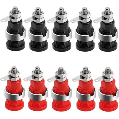 OEM Royaluxe-lot De 10 Sockets Banane 4mm, Bornes De Connexion Avec Protection (5 Rouges + 5 Noirs) - Publicité OEM Royaluxe-lot De 10 Sockets Banane 4mm, Bornes De Connexion Avec Protection (5 Rouges + 5 Noirs) - Publicité