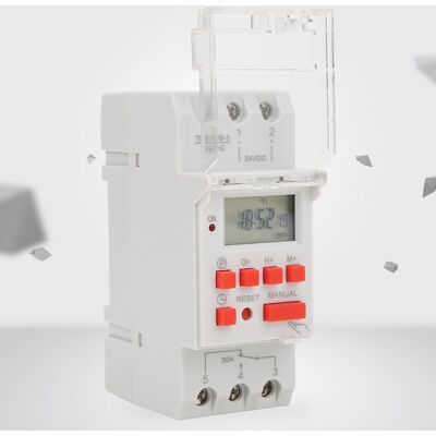 LBVIE Minuterie Hebdomadaire 12/24 H, 30 A, 24 V Cc, Avec Écran Lcd Et Relais Programmable - Publicité LBVIE Minuterie Hebdomadaire 12/24 H, 30 A, 24 V Cc, Avec Écran Lcd Et Relais Programmable - Publicité