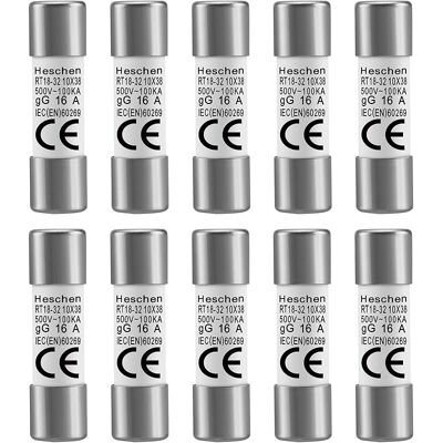 SANS MARQUE Lot De 10 Fusibles Cylindriques En Céramique, Rt18-32 (ro15), 10 X 38 Mm, 16a 500v, Ce - Publicité SANS MARQUE Lot De 10 Fusibles Cylindriques En Céramique, Rt18-32 (ro15), 10 X 38 Mm, 16a 500v, Ce - Publicité