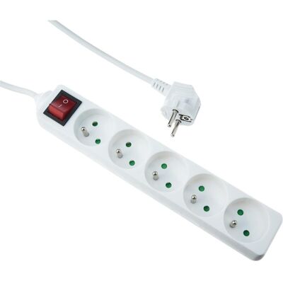 OEM Multiprise Électrique 5 Prises, Prise Multiple - Bloc Multiprise Électrique 5 Prises + Interrupteur, Rallonge Multiprises Électriques - 5p / 16a / 3g1mm² - Blanc - Protection Enfant - Publicité OEM Multiprise Électrique 5 Prises, Prise Multiple - Bloc Multiprise Électrique 5 Prises + Interrupteur, Rallonge Multiprises Électriques - 5p / 16a / 3g1mm² - Blanc - Protection Enfant - Publicité