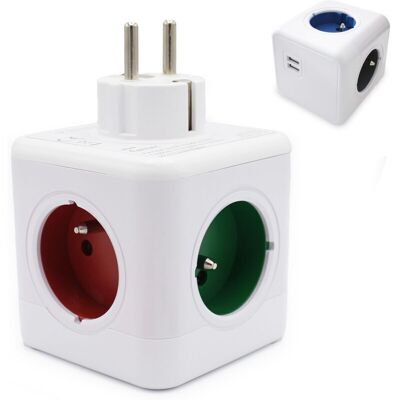 OEM Multiprise Style Cube - 4 Prises Couleurs - Usb-crezuo - Publicité OEM Multiprise Style Cube - 4 Prises Couleurs - Usb-crezuo - Publicité