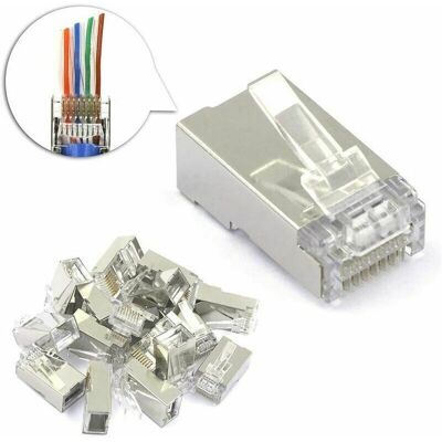 SANS MARQUE Lot De 25 Connect Rj45 Cat6 Embout De Connect Blindé Nickelé Rj45 8p8c Via Une Prise Modulaire Ethernet - Publicité SANS MARQUE Lot De 25 Connect Rj45 Cat6 Embout De Connect Blindé Nickelé Rj45 8p8c Via Une Prise Modulaire Ethernet - Publicité