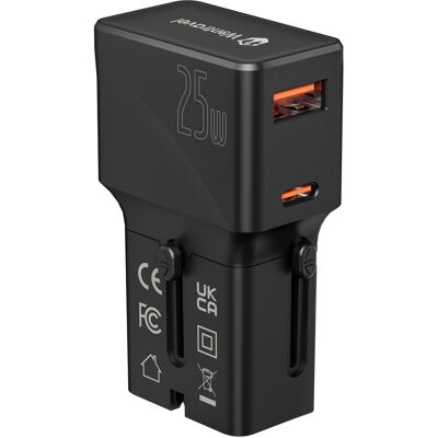 SANS MARQUE Adaptateur De Voyage Universel 25w – Mmobiel – Prise Internationale Avec Connecteur Mâle – 1x Usb-c (25w) + 1x Usb-a (18w) – Pour Eu/uk/usa/aus – Format Poche & Sécurité Intégrée - Publicité SANS MARQUE Adaptateur De Voyage Universel 25w – Mmobiel – Prise Internationale Avec Connecteur Mâle – 1x Usb-c (25w) + 1x Usb-a (18w) – Pour Eu/uk/usa/aus – Format Poche & Sécurité Intégrée - Publicité