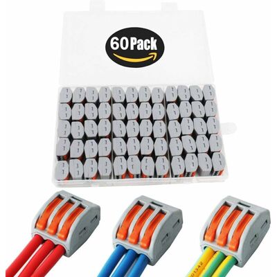 MOXIE Lot De 60 Connecteurs Électriques, Bornes De Connexion De Fil Parallèle Enfichables, Connecteurs De Fil Compacts, Pct-213 (3 Ports) - Publicité MOXIE Lot De 60 Connecteurs Électriques, Bornes De Connexion De Fil Parallèle Enfichables, Connecteurs De Fil Compacts, Pct-213 (3 Ports) - Publicité