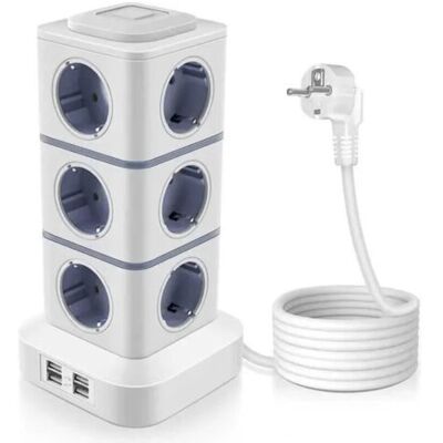 ABYSSE 2500w Tour Multiprise Électrique,tour Multiprise Parafoudre Avec 12 Prises Et 4 Ports Usb,multiprise Usb-3 Interrupteurs Individuel - Publicité ABYSSE 2500w Tour Multiprise Électrique,tour Multiprise Parafoudre Avec 12 Prises Et 4 Ports Usb,multiprise Usb-3 Interrupteurs Individuel - Publicité