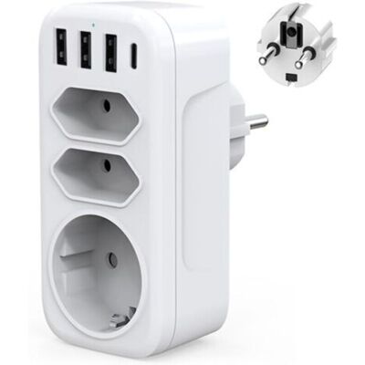 SANS MARQUE Multiprise Murale Usb C Adaptateur Prise Electrique 4000w Chargeur Usb Multiple Avec 3usb + Type C, 1 Prise Schuko Et 2 Prises Euro Pour Maison,cuisine Et Bureau - Publicité SANS MARQUE Multiprise Murale Usb C Adaptateur Prise Electrique 4000w Chargeur Usb Multiple Avec 3usb + Type C, 1 Prise Schuko Et 2 Prises Euro Pour Maison,cuisine Et Bureau - Publicité
