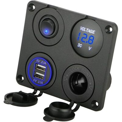 Scotch 4 En 1 Panneau De Prise De Chargeur, 12v 4.2a Double Prise De Chargeur Usb Prise De Courant & Voltmètre À Led - Bleu - Publicité Scotch 4 En 1 Panneau De Prise De Chargeur, 12v 4.2a Double Prise De Chargeur Usb Prise De Courant & Voltmètre À Led - Bleu - Publicité