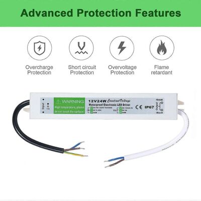 FLAMMKRAFT Alimentation Led Étanche Ip67, Transformateur Adaptateur Secteur 90-250 V Ca Vers 12 V Cc, 24 W, Basse Tension - Publicité FLAMMKRAFT Alimentation Led Étanche Ip67, Transformateur Adaptateur Secteur 90-250 V Ca Vers 12 V Cc, 24 W, Basse Tension - Publicité