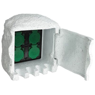 OEM Fimei 4 Prises De Jardin Étanches Résine Blanc - Publicité OEM Fimei 4 Prises De Jardin Étanches Résine Blanc - Publicité