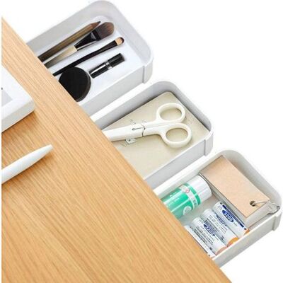 BUNTHAUS Pair Organisateur De Bureau Caché 3 Pièces Pourôtiroir Auto-adhésif, Tiroir De Bureau De Base Pour Étui À Crayons, Boîte À Stylos Pourôtiroir Blanc, Bureau Caché Pour Table De Bureau-fei Yu - Publicité BUNTHAUS Pair Organisateur De Bureau Caché 3 Pièces Pourôtiroir Auto-adhésif, Tiroir De Bureau De Base Pour Étui À Crayons, Boîte À Stylos Pourôtiroir Blanc, Bureau Caché Pour Table De Bureau-fei Yu - Publicité