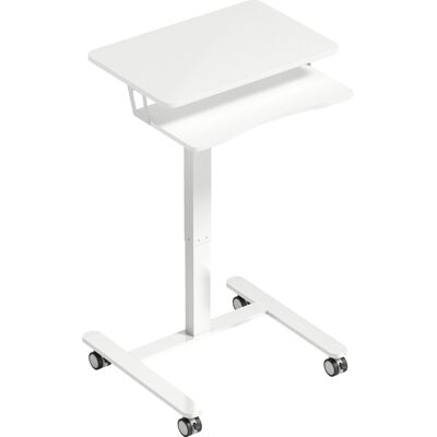 VIVACASA Bureau Assis-debout Réglable En Hauteur, Mobile, Avec Tablette Pour Clavier, Roulettes Et Structure En Acier, Blanc - Publicité VIVACASA Bureau Assis-debout Réglable En Hauteur, Mobile, Avec Tablette Pour Clavier, Roulettes Et Structure En Acier, Blanc - Publicité