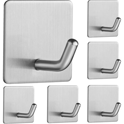 OEM 304 Stainless Steel Adhesive Towel Holder Hooks Stainless Steel Waterproof Rustproof No Drilling For Kitchen, Living Room And Office, 6 Pieces - Publicité OEM 304 Stainless Steel Adhesive Towel Holder Hooks Stainless Steel Waterproof Rustproof No Drilling For Kitchen, Living Room And Office, 6 Pieces - Publicité
