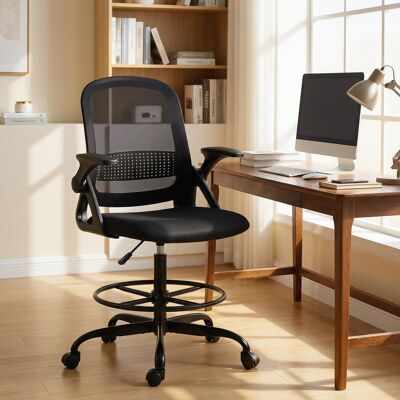 PZCC Chaise De Bureau Ergonomique Avec Soutien Lombaire Et Repose-pieds, Polyester Et Acier, 58 X 63 X 105-126 Cm, Noire - Publicité PZCC Chaise De Bureau Ergonomique Avec Soutien Lombaire Et Repose-pieds, Polyester Et Acier, 58 X 63 X 105-126 Cm, Noire - Publicité