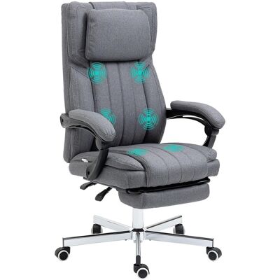 OEM Fauteuil De Bureau Ergonomique Avec 5 Modes De Massage, Inclinable, Réglable En Hauteur, Repose-pieds, Aspect Lin, Gris - Publicité OEM Fauteuil De Bureau Ergonomique Avec 5 Modes De Massage, Inclinable, Réglable En Hauteur, Repose-pieds, Aspect Lin, Gris - Publicité