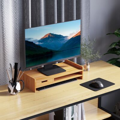 ALLAUVE Support De Moniteur Avec Rangements Naturel 49x25,5x11,5cm Pour Poste De Travail Organisé - Publicité ALLAUVE Support De Moniteur Avec Rangements Naturel 49x25,5x11,5cm Pour Poste De Travail Organisé - Publicité