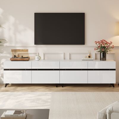 OEM Console Tv Robuste Charge 52kg Cloisons Réglables Adapté 80 Pouces Salon - Publicité OEM Console Tv Robuste Charge 52kg Cloisons Réglables Adapté 80 Pouces Salon - Publicité
