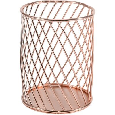 ABCRITAL Corbeille De Rangement Bureau Métal Ajouré Rose Gold - Organisateur De Stylos Et Fournitures - Publicité ABCRITAL Corbeille De Rangement Bureau Métal Ajouré Rose Gold - Organisateur De Stylos Et Fournitures - Publicité