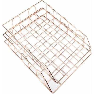 MIZUBATH 2 Pcs Corbeille À Courrier Empilable En Métal, Bac À Courrier Organisateur De Bureau Pour Classement Stockage Document Fichier, Couleur Or Rose - Publicité MIZUBATH 2 Pcs Corbeille À Courrier Empilable En Métal, Bac À Courrier Organisateur De Bureau Pour Classement Stockage Document Fichier, Couleur Or Rose - Publicité