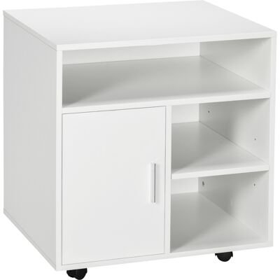 Homcom - Support D'Imprimante Organiseur Bureau Caisson Placard Porte 3 Niches + Grand Plateau Panneaux Particules Blanc - Publicité Homcom - Support D'Imprimante Organiseur Bureau Caisson Placard Porte 3 Niches + Grand Plateau Panneaux Particules Blanc - Publicité