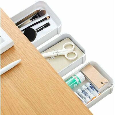FANGMEDIA Organisateur De Bureau Caché 3 Pièces Pourôtiroir Auto-adhésif, Tiroir De Bureau De Base Pour Étui À Crayons, Boîte À Stylos Pourôtiroir Blanc, Bureau Caché Pour Table De Bureau-fei Yu - Publicité FANGMEDIA Organisateur De Bureau Caché 3 Pièces Pourôtiroir Auto-adhésif, Tiroir De Bureau De Base Pour Étui À Crayons, Boîte À Stylos Pourôtiroir Blanc, Bureau Caché Pour Table De Bureau-fei Yu - Publicité