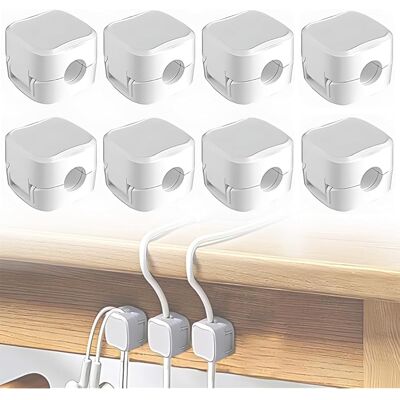 SANS MARQUE 8 Pack Clips Câble Organisateur De Câbles Magnétique Auto-adhésif Support De Câbles Pour Bureau, Table De Nuit, Câbles De Chargement, Hdmi, Usb, Audio, Blanc - Publicité SANS MARQUE 8 Pack Clips Câble Organisateur De Câbles Magnétique Auto-adhésif Support De Câbles Pour Bureau, Table De Nuit, Câbles De Chargement, Hdmi, Usb, Audio, Blanc - Publicité