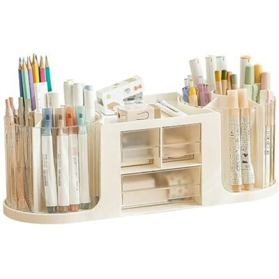 Scotch Porte-stylo, Organiseur De Bureau À Double Rotation Avec 14 Compartiments, Grande Capacité, Tiroir Transparent À Double Couche, Peut Contenir Des Crayons Et Divers Articles De Papeter - Publicité Scotch Porte-stylo, Organiseur De Bureau À Double Rotation Avec 14 Compartiments, Grande Capacité, Tiroir Transparent À Double Couche, Peut Contenir Des Crayons Et Divers Articles De Papeter - Publicité