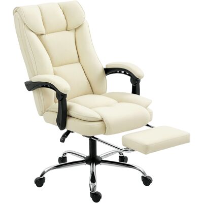 DEVOKO Chaise De Bureau, En Métal, En Similicuir, Beige, Avec Repose-pieds, Pour Bureau, Assise Ergonomique, Poste De Travail Maison - Publicité DEVOKO Chaise De Bureau, En Métal, En Similicuir, Beige, Avec Repose-pieds, Pour Bureau, Assise Ergonomique, Poste De Travail Maison - Publicité