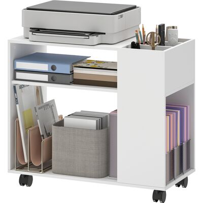 OEM Support/table Pour Imprimante Avec Compartiments Et Espace De Rangement Pour Usage Bureautique, 70 X 34 X 60 Cm, Blanc - Publicité OEM Support/table Pour Imprimante Avec Compartiments Et Espace De Rangement Pour Usage Bureautique, 70 X 34 X 60 Cm, Blanc - Publicité