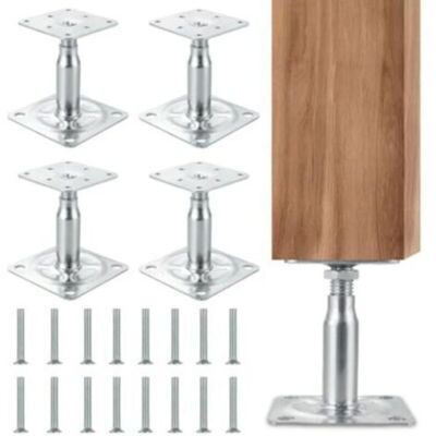 Scotch Lot De 4 Supports De Poteau Réglables En Hauteur, Supports De Poteau Galvanisés, Galvanisés, Avec 16 Vis, Supports De Poteau Réglables Pour Bétonner, Pieds De Support Pour Abris (4p 100-150mm) - Publicité Scotch Lot De 4 Supports De Poteau Réglables En Hauteur, Supports De Poteau Galvanisés, Galvanisés, Avec 16 Vis, Supports De Poteau Réglables Pour Bétonner, Pieds De Support Pour Abris (4p 100-150mm) - Publicité