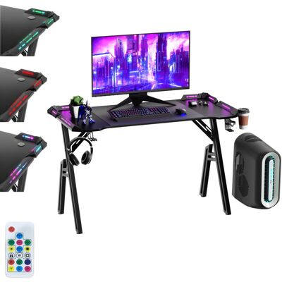 OEM 160 X 60 Cm A-frame Gaming Table Bureau De Jeu Avec Led Rgb Réglable, Porte-boissons, Crochets Pour Écouteurs & Repose-pieds Réglables Table D'Ordinateur Table Pc Ergonomique Stable Noire-dou - Publicité OEM 160 X 60 Cm A-frame Gaming Table Bureau De Jeu Avec Led Rgb Réglable, Porte-boissons, Crochets Pour Écouteurs & Repose-pieds Réglables Table D'Ordinateur Table Pc Ergonomique Stable Noire-dou - Publicité