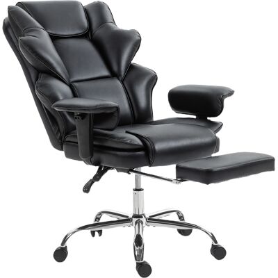 ARRIGONI Chaise De Bureau Ergonomique Avec Repose-pieds Et Appui-tete En Cuir Pu Noir - Publicité ARRIGONI Chaise De Bureau Ergonomique Avec Repose-pieds Et Appui-tete En Cuir Pu Noir - Publicité